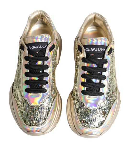 Zapatillas de Día Master Iridiscentes de Lentejuelas Doradas Dolce & Gabbana - Image 3