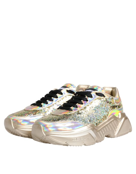 Zapatillas de Día Master Iridiscentes de Lentejuelas Doradas Dolce & Gabbana - Image 4