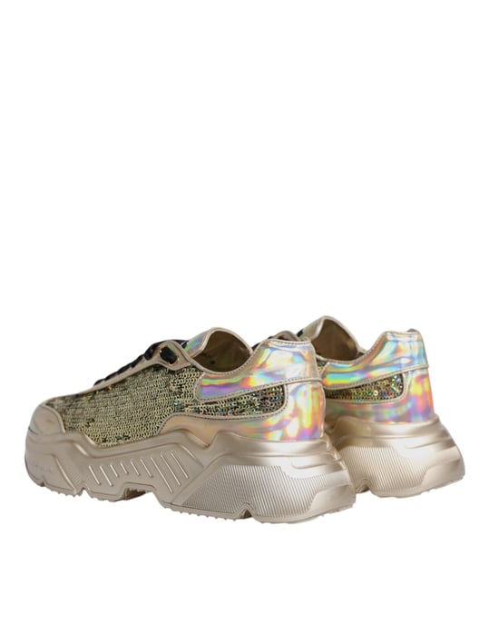 Zapatillas de Día Master Iridiscentes de Lentejuelas Doradas Dolce & Gabbana - Image 5