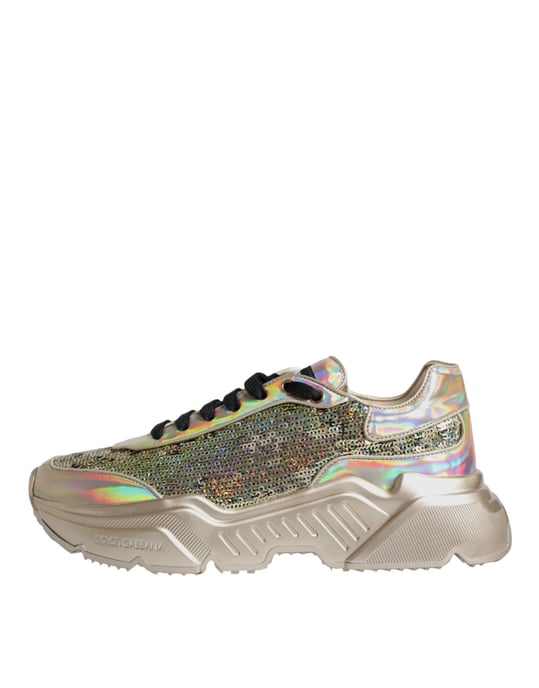 Zapatillas de Día Master Iridiscentes de Lentejuelas Doradas Dolce & Gabbana - Image 6