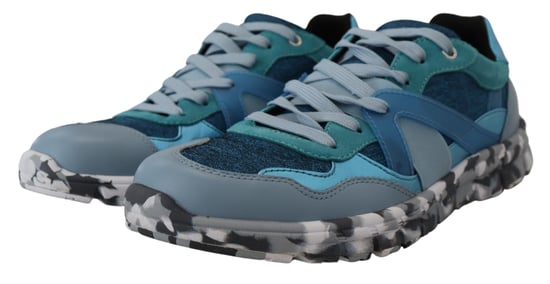 Zapatillas deportivas de cuero azul gris de Dolce & Gabbana - Image 4