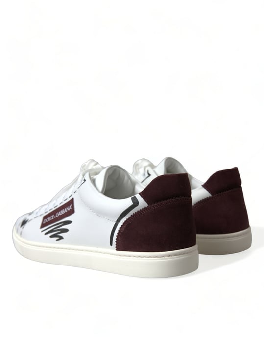 Zapatillas bajas de cuero blanco Bordeaux con logo de Dolce & Gabbana - Image 4