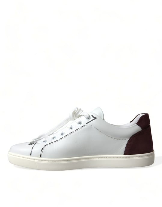 Zapatillas bajas de cuero blanco Bordeaux con logo de Dolce & Gabbana - Image 5