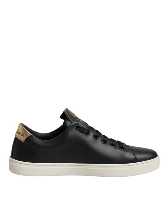 Zapatillas Dolce & Gabbana de Cuero Negro con Corazón Rojo y Dorado - Image 1