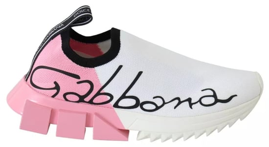 Zapatillas Sorrento con logo en rosa y blanco de Dolce & Gabbana - Image 1