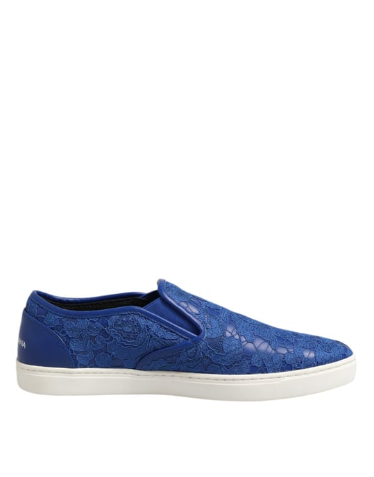 Zapatos deportivos sin cordones de cuero azul Dolce & Gabbana - Image 1