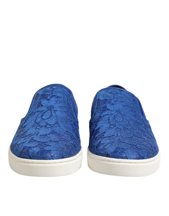 Zapatos deportivos sin cordones de cuero azul Dolce & Gabbana - Image 2