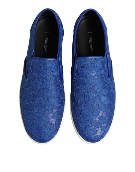 Zapatos deportivos sin cordones de cuero azul Dolce & Gabbana - Image 3