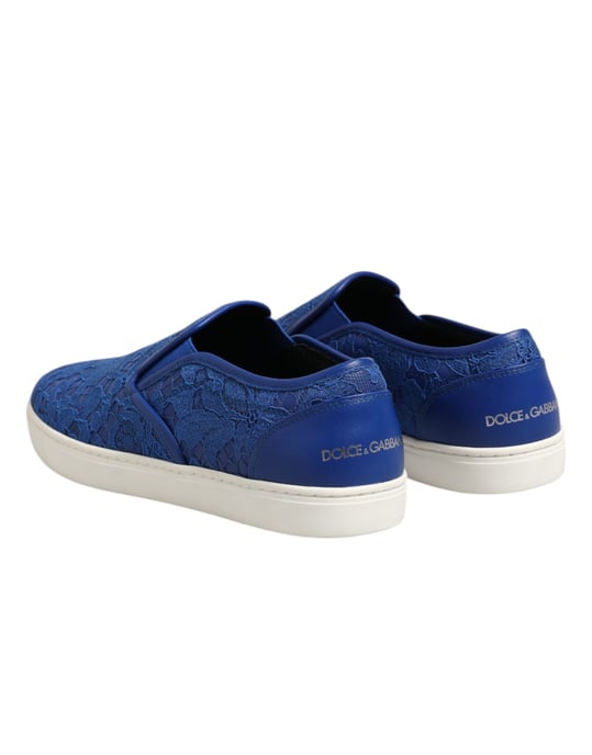 Zapatos deportivos sin cordones de cuero azul Dolce & Gabbana - Image 5