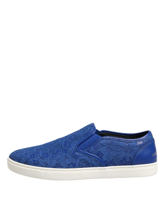 Zapatos deportivos sin cordones de cuero azul Dolce & Gabbana - Image 6