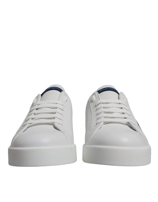 Zapatillas bajas de piel blanca y azul con logo de Dolce & Gabbana - Image 2