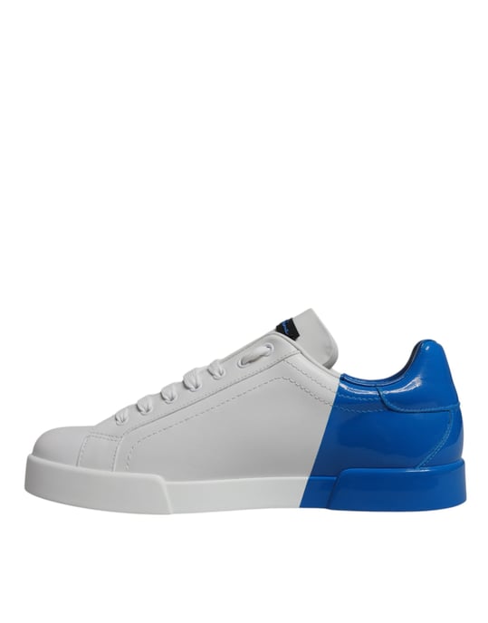 Zapatillas bajas de piel blanca y azul con logo de Dolce & Gabbana - Image 5