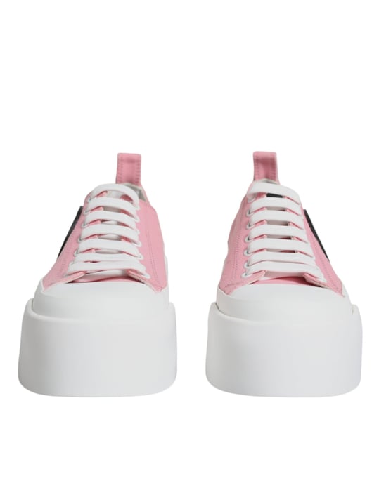 Zapatillas bajas de lona con logo en rosa y blanco de Dolce & Gabbana - Image 2