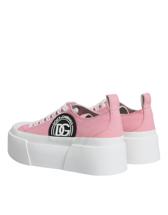 Zapatillas bajas de lona con logo en rosa y blanco de Dolce & Gabbana - Image 5