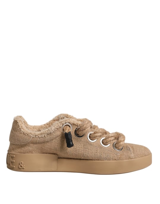 Zapatillas bajas para hombres de tela de yute marrón Dolce & Gabbana - Image 1