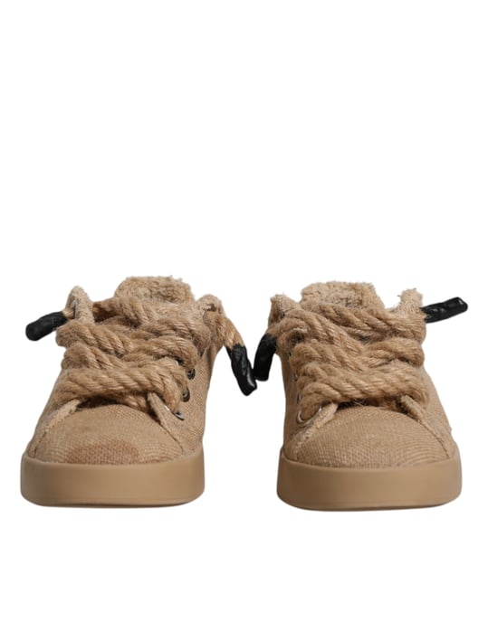 Zapatillas bajas para hombres de tela de yute marrón Dolce & Gabbana - Image 2