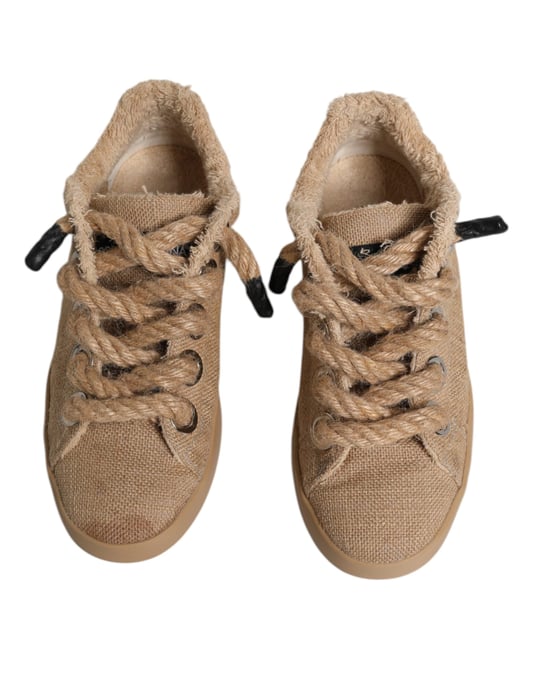 Zapatillas bajas para hombres de tela de yute marrón Dolce & Gabbana - Image 3
