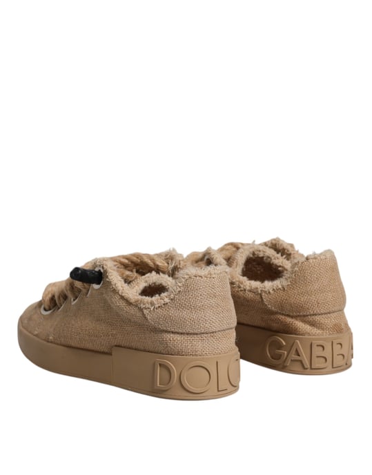 Zapatillas bajas para hombres de tela de yute marrón Dolce & Gabbana - Image 5