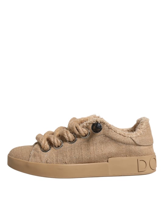 Zapatillas bajas para hombres de tela de yute marrón Dolce & Gabbana - Image 6