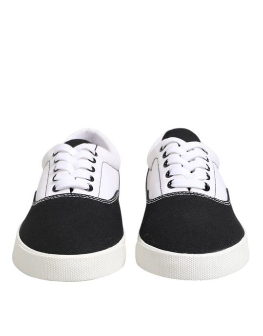 Deportivas para hombres de lona negra Dolce & Gabbana con cordones - Image 2