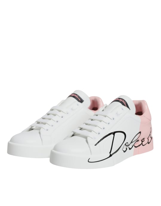 Zapatillas bajas Dolce & Gabbana White Pink Portofino - Image 4