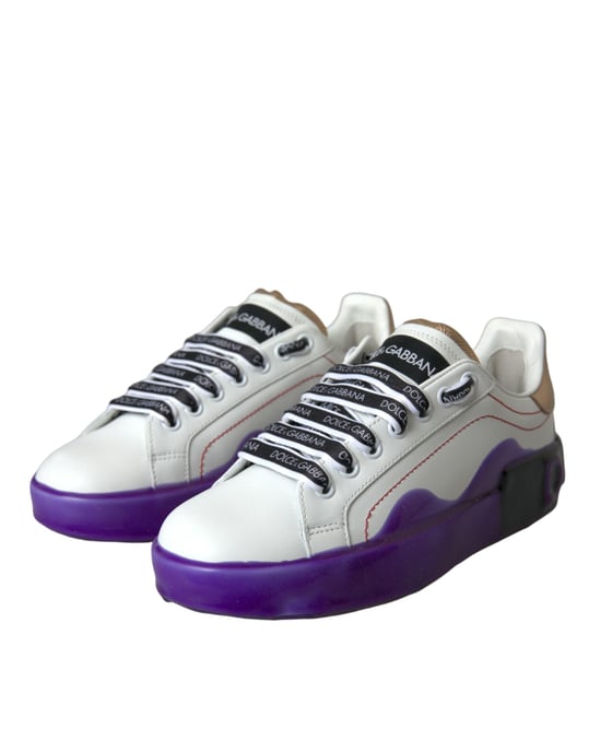 Zapatillas bajas de cuero blanco Portofino de Dolce & Gabbana - Image 3