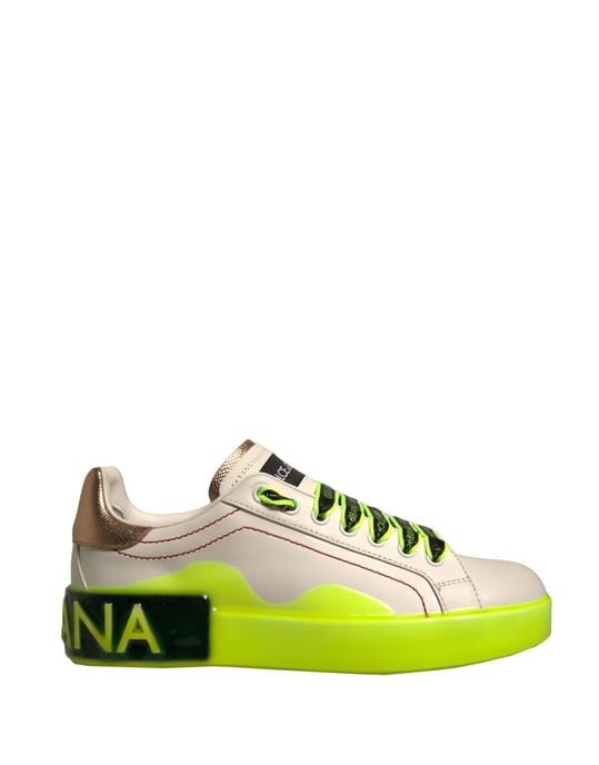 Zapatillas de Cuero Dolce & Gabbana Portofino Blancas y Amarillas - Image 1