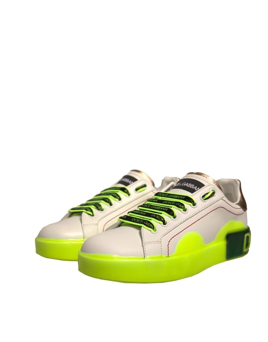 Zapatillas de Cuero Dolce & Gabbana Portofino Blancas y Amarillas - Image 3