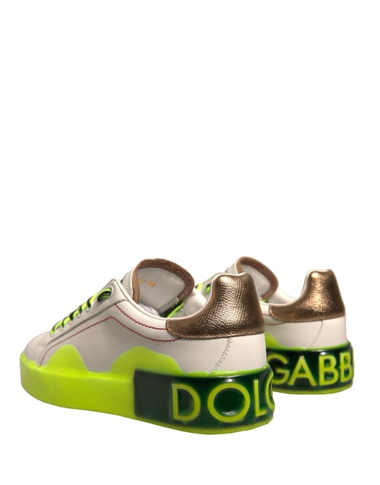 Zapatillas de Cuero Dolce & Gabbana Portofino Blancas y Amarillas - Image 4