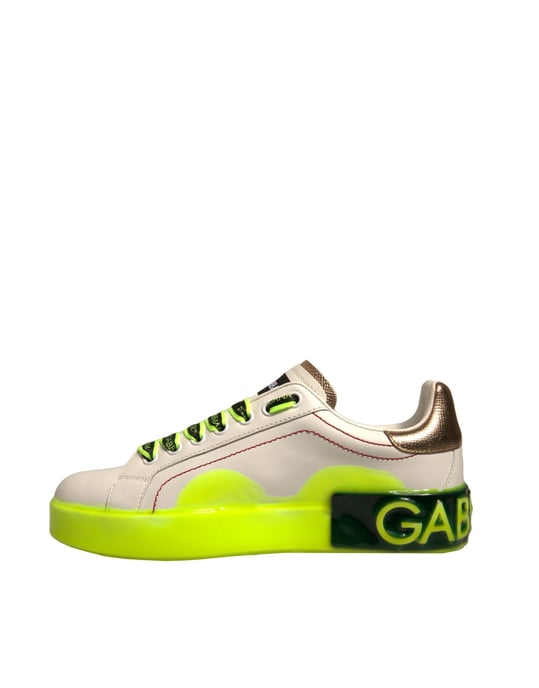 Zapatillas de Cuero Dolce & Gabbana Portofino Blancas y Amarillas - Image 5