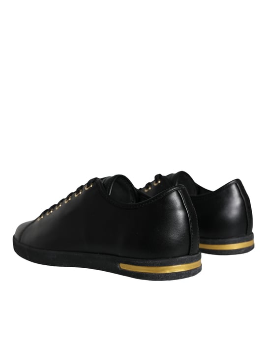 Zapatillas clásicas de cuero negro y dorado de Dolce & Gabbana - Image 4
