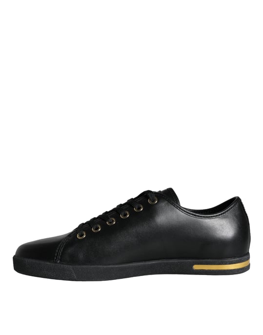 Zapatillas clásicas de cuero negro y dorado de Dolce & Gabbana - Image 5