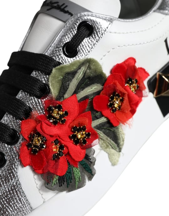 Zapatillas de Cuero Blancas Floral con Tachuelas de Dolce & Gabbana - Image 5