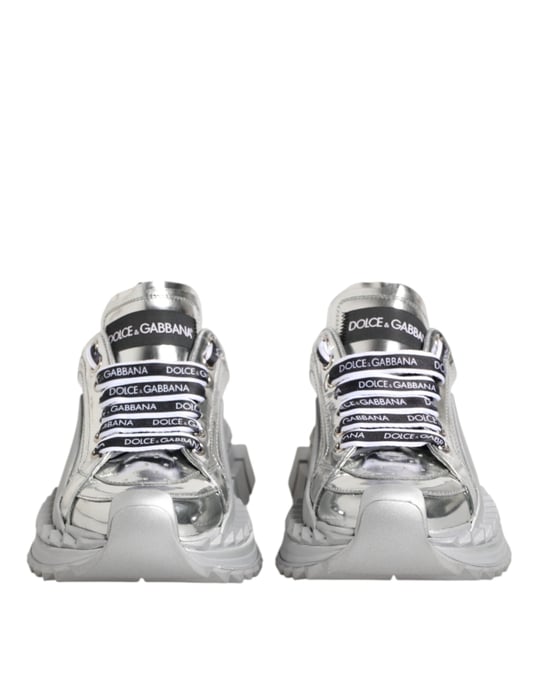 Zapatos Sneakers Super Queen de Cuero Plateado Dolce & Gabbana - Image 2