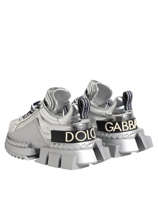 Zapatos Sneakers Super Queen de Cuero Plateado Dolce & Gabbana - Image 5
