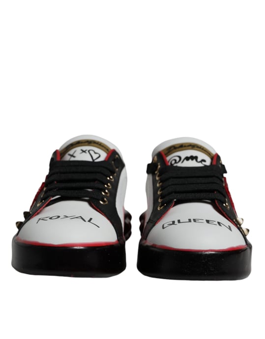 Zapatillas de Cuero Portofino Dolce & Gabbana con Cristales Rojos y Blancos - Image 2