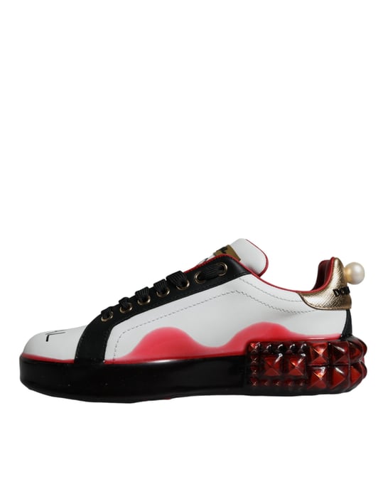 Zapatillas de Cuero Portofino Dolce & Gabbana con Cristales Rojos y Blancos - Image 5