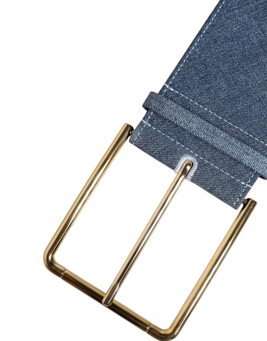 Cinturón de mezclilla azul bicolor con hebilla de metal dorado de Dolce & Gabbana - Image 6