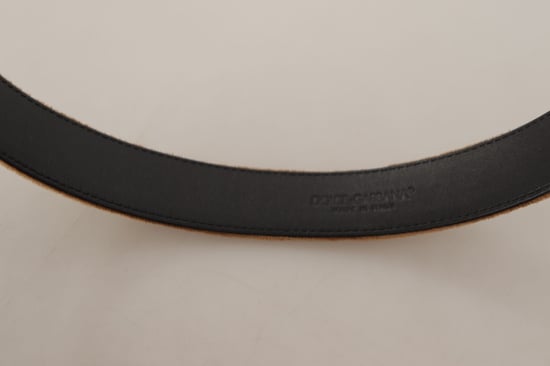 Cinturón de Hebilla de Metal con Logo Vintage en Bronce de Terciopelo Marrón Dolce & Gabbana - Image 6