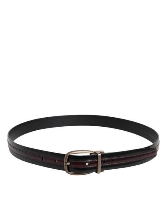 Cinturón de piel de ternera negra burdeos con hebilla de metal y logo de Dolce & Gabbana - Image 3
