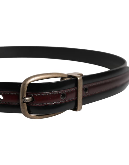 Cinturón de piel de ternera negra burdeos con hebilla de metal y logo de Dolce & Gabbana - Image 4