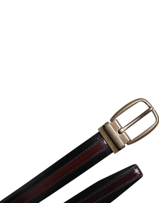 Cinturón de piel de ternera negra burdeos con hebilla de metal y logo de Dolce & Gabbana - Image 6