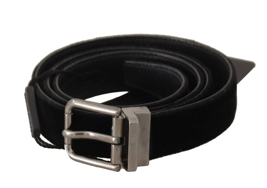 Cinturón de algodón negro con hebilla de metal tono plateado de Dolce & Gabbana - Image 1
