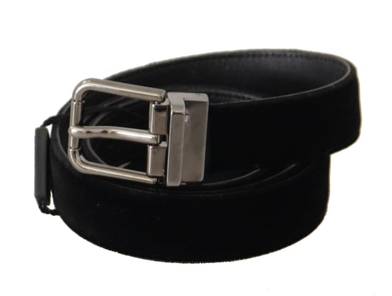 Cinturón de algodón negro con hebilla de metal tono plateado de Dolce & Gabbana - Image 2