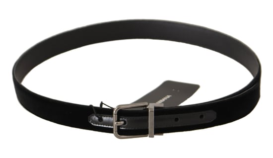 Cinturón de algodón negro con hebilla de metal tono plateado de Dolce & Gabbana - Image 3