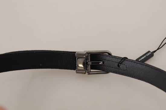 Cinturón de algodón negro con hebilla de metal tono plateado de Dolce & Gabbana - Image 4