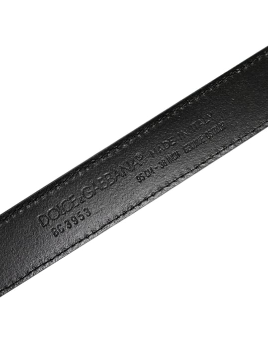 Cinturón de cuero de avestruz verde con hebilla de metal plateado de Dolce & Gabbana - Image 5