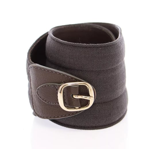 Cinturón de Cuero y Lino con Logo D&G Marrón de Dolce & Gabbana - Image 1