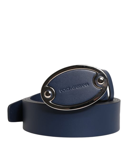 Cinturón Clásico de Cuero Azul con Hebilla de Metal Logo de Dolce & Gabbana - Image 2