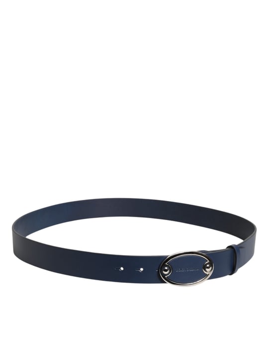 Cinturón Clásico de Cuero Azul con Hebilla de Metal Logo de Dolce & Gabbana - Image 3